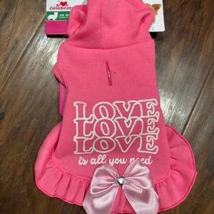 NWT Love Is All You Need Hooded Bottom Ruffle Puppy Dog Dress xxs
